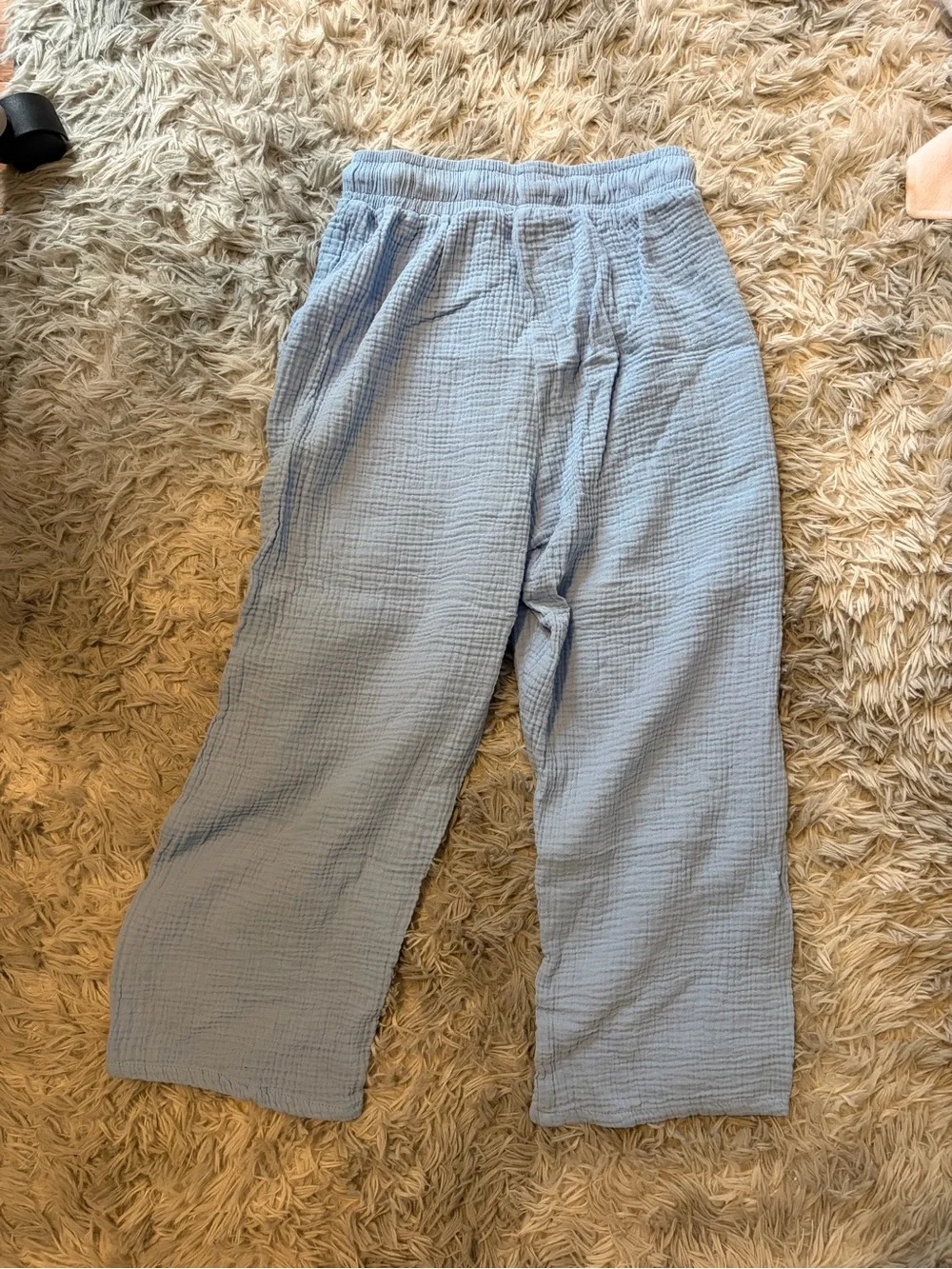 Light Blue Cotton Gauze Drawstring Pants